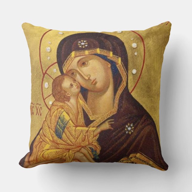 Religious Virgin Mary Jesus Perpetual Help Cushion (Front)