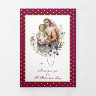 Religious Virgin Mary Jesus Prayer Valentine  Tri-Fold Card