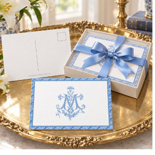 Religious Virgin Mary Marian Cross Blue Lilies Postcard