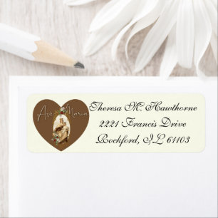 Religious Virgin Mary Mount Carmel Heart Return Address Label