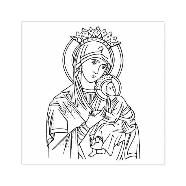 Religious Virgin Mary Perpetual Help Jesus Rubber Stamp (Imprint)