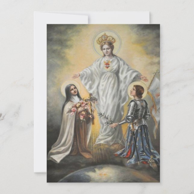 Religious Virgin Mary St. Therese Joan of Arc  Card (Front)