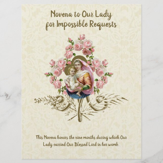 Religious Virgin Mary Vintage Catholic Prayer (Front)