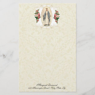 Religious Virgin Mary Vintage Catholic Roses