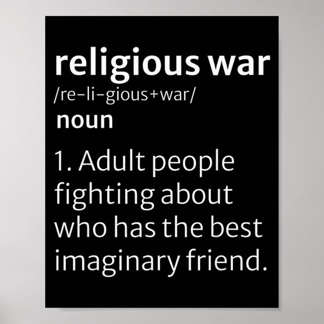 Religious War Dictionary Sarcastic Definition Funn Poster (Front)