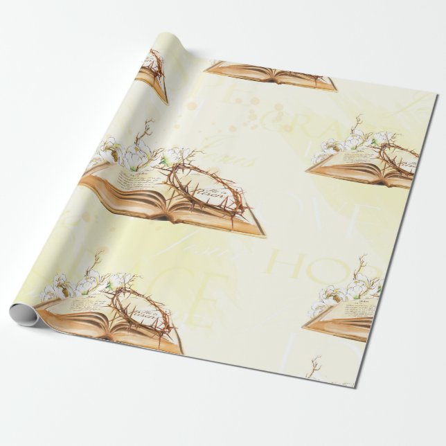 Religious Watercolor Bible Wrapping Paper (Unrolled)