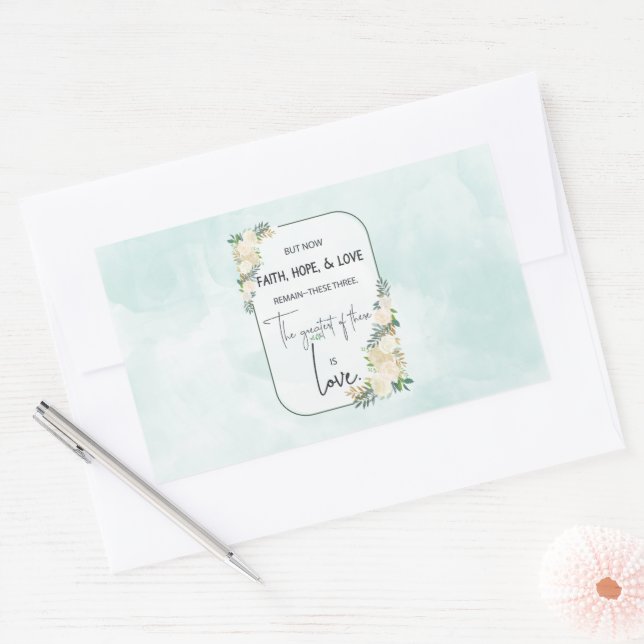 Religious Wedding Anniversary Faith Hope Love Rectangular Sticker (Envelope)