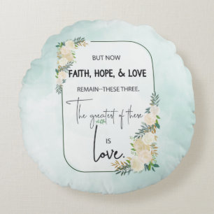 Religious Wedding Anniversary Faith Hope Love Round Cushion