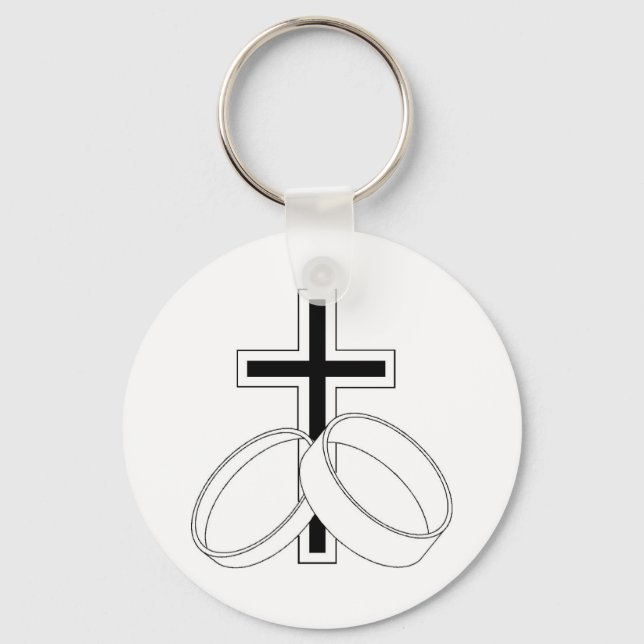 Religious Wedding Invitation Key Ring (Front)