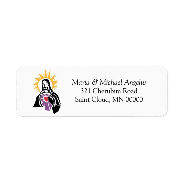 Religious Wedding Sacred Heart Return Address Label (Front)