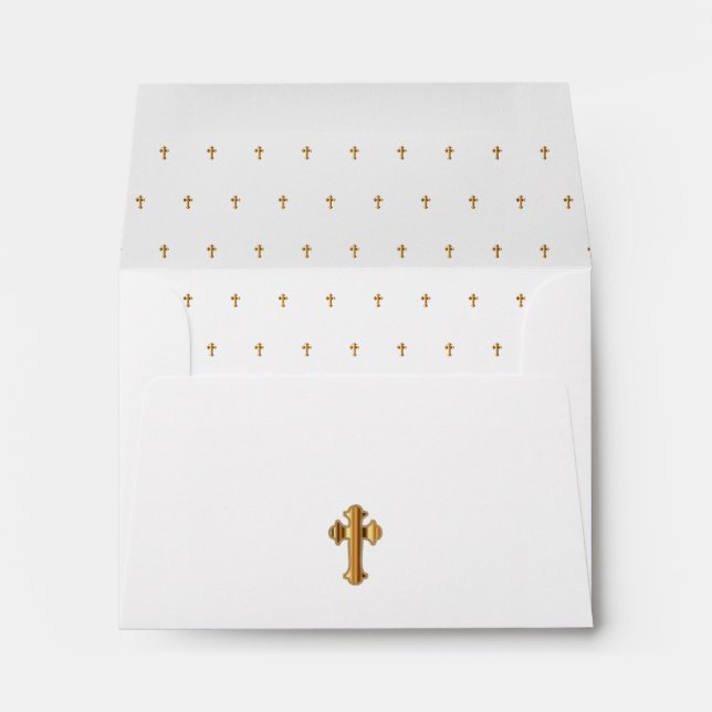 Religious White with Gold Crosses Envelope (Back (Bottom))