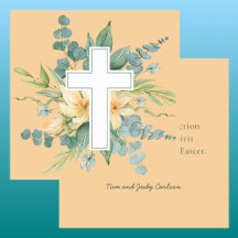 Religous Happy Easter Watercolor Floral Cross 