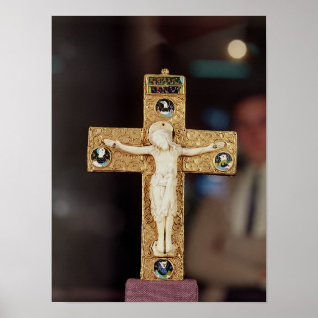Reliquary crucifix, ivory Christ on gold cross Poster (Front)
