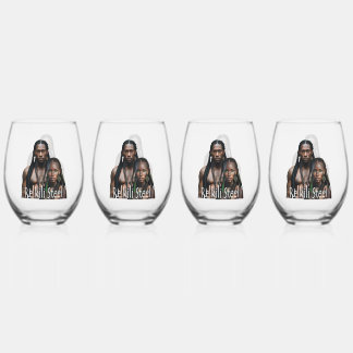 Relkili Steel Cover Art  Stemless Wine Glass