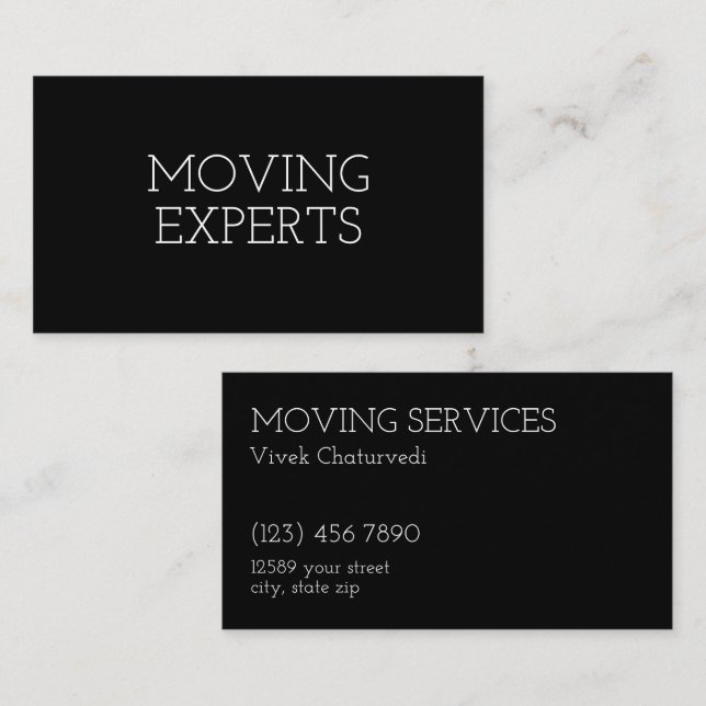 Relocation Moving Black Simple Business Card (Front/Back)