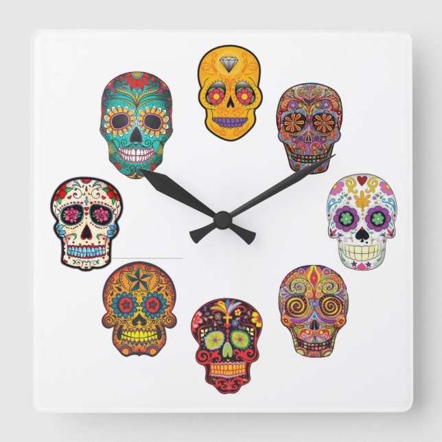 Relógio Caveiras Square Wall Clock (Front)