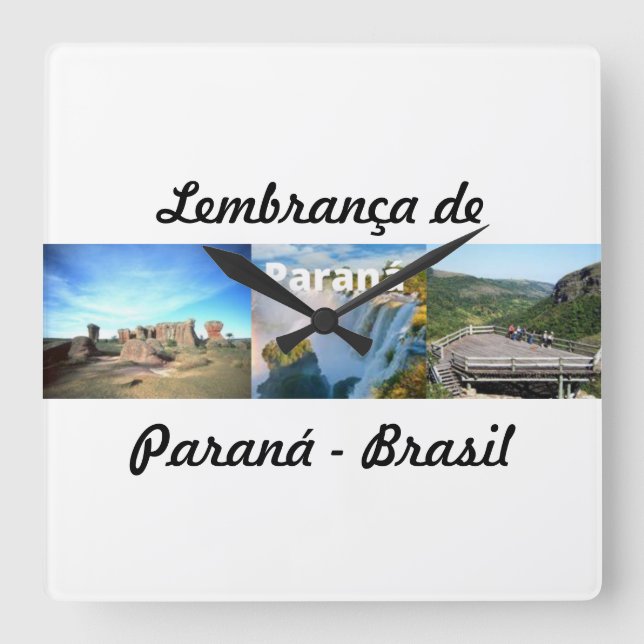 Relogio lembrança de Paraná Brasil Square Wall Clock (Front)