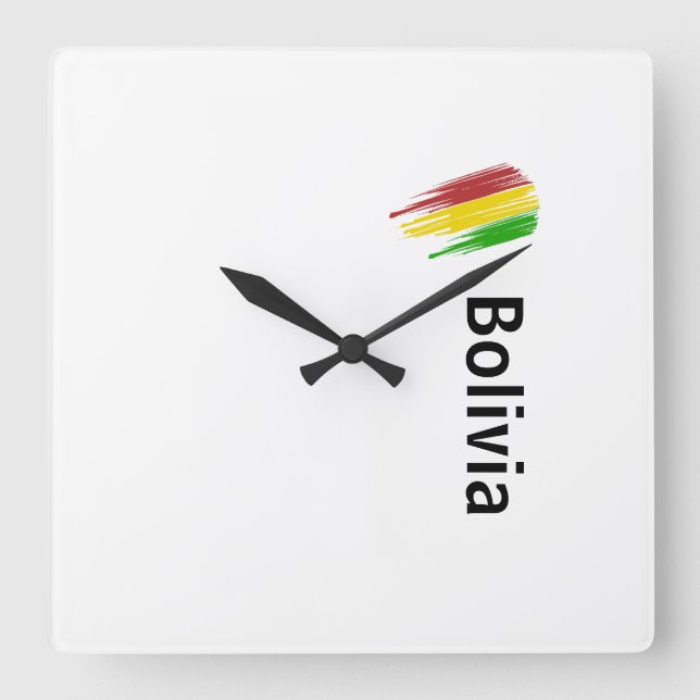 Reloj Bolivia Square Wall Clock (Front)