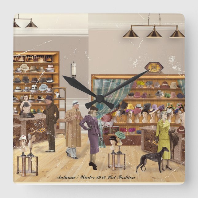 Reloj Cuadrado Autumn - Winter Fashion, 1934 Square Wall Clock (Front)