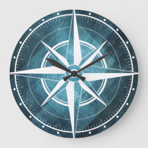 Reloj de pared brújula azulada large clock