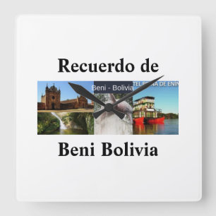 Reloj recuerdo of Beni Bolivia Square Wall Clock