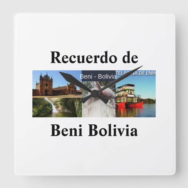 Reloj recuerdo of Beni Bolivia Square Wall Clock (Front)