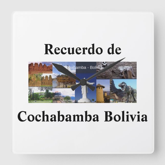 Reloj recuerdo of Cochabamba Bolivia Square Wall Clock (Front)