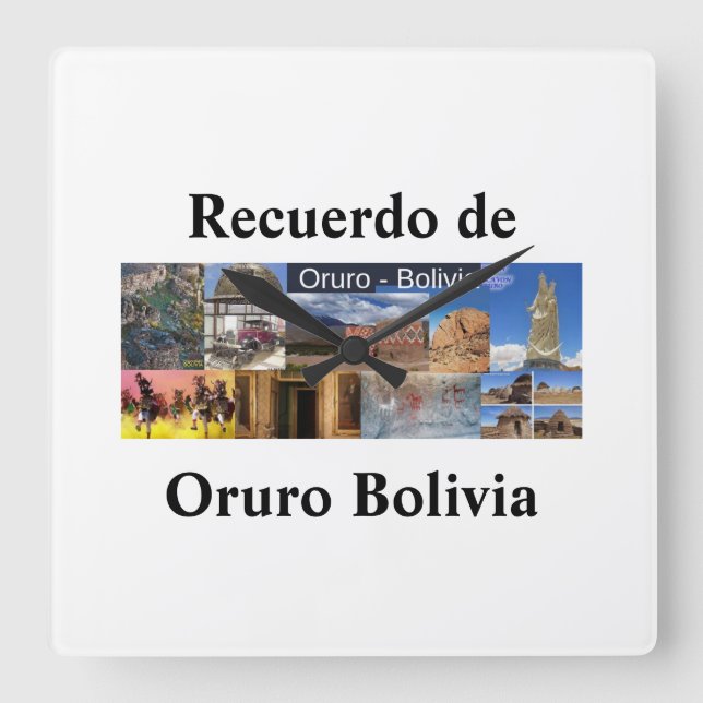 Reloj recuerdo of oruro Bolivia Square Wall Clock (Front)