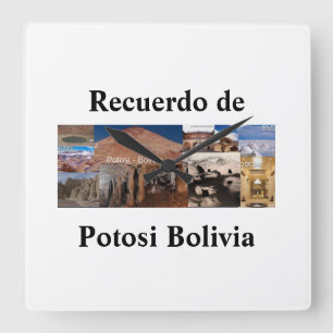 Reloj recuerdo of Potosi Bolivia Square Wall Clock