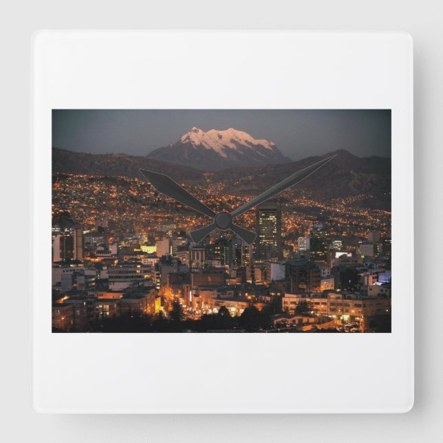 Reloj recuerdo woollen Peace Bolivia Square Wall Clock (Front)