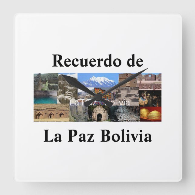 Reloj recuerdo woollen Peace Bolivia Square Wall Clock (Front)