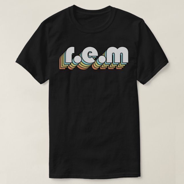 REM Retro Rainbow Typography Faded Style T-Shirt (Design Front)