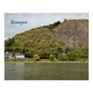 Remagen Rhine River Bridge Painting Effect Photo Poster