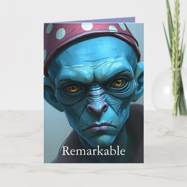 Remarkable Alien Birthday Greetings Thank You Card (Front)