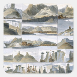 Remarkable Hills on the Upper Missouri, plate 35 f Square Sticker
