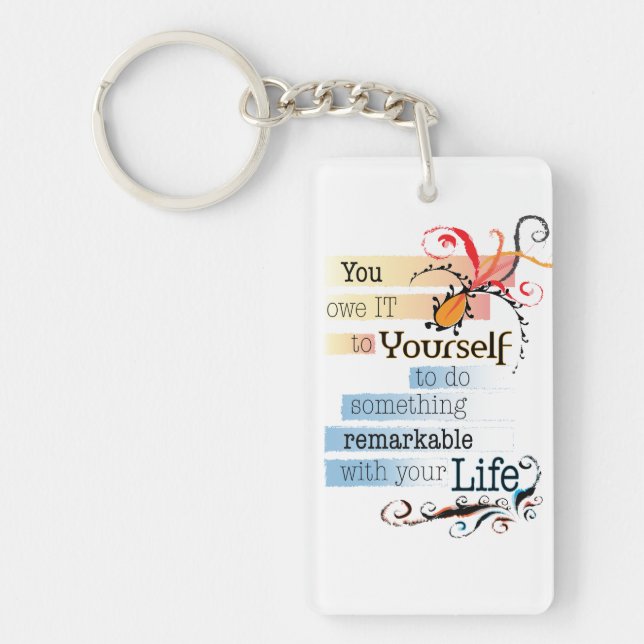 Remarkable LIFE Inspirational Illustrated quote Key Ring (Front)
