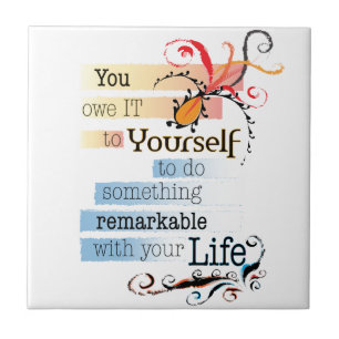 Remarkable LIFE Inspirational Illustrated quote Tile