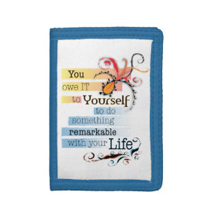 Remarkable LIFE Inspirational Illustrated quote Tri-fold Wallet