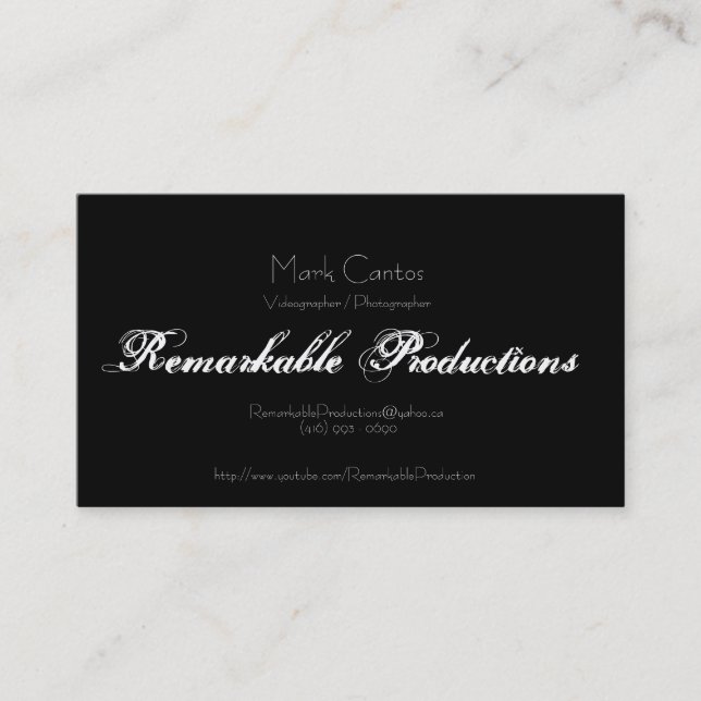 Remarkable Productions Business Card (Front)
