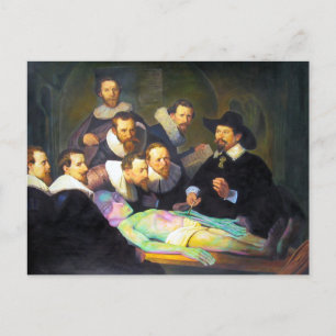 Rembrandt Anatomy Lesson Painting With Alien Postcard