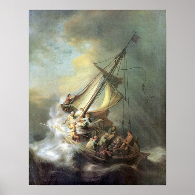 Rembrandt - Christ in a storm on the sea of Galile Poster (Front)