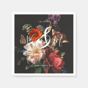 Rembrandt Dark & Moody Floral Monogram Napkins