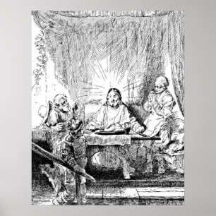 Rembrandt Etching Supper at Emmaus Poster