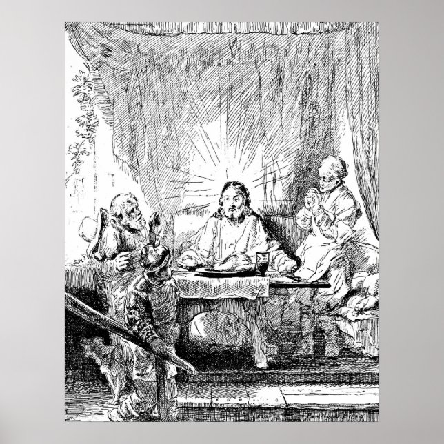 Rembrandt Etching Supper at Emmaus Poster (Front)