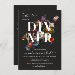 Rembrandt Floral Dark & Moody Rehearsal Dinner Invitation