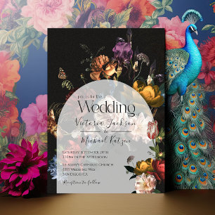 Rembrandt Floral Dark & Moody Wedding Arch Invitation