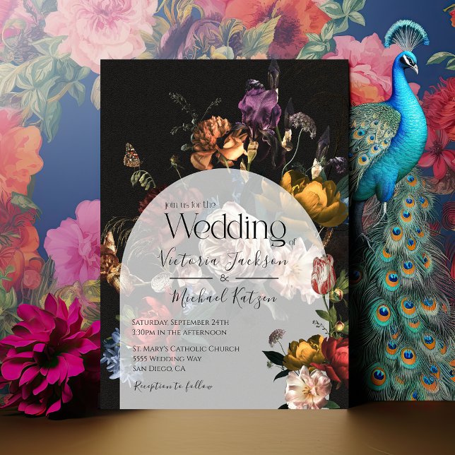 Rembrandt Floral Dark & Moody Wedding Arch Invitation (Creator Uploaded)