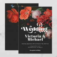 Rembrandt Floral Dark & Moody Wedding Invitation