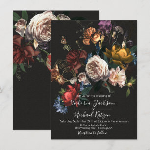 Rembrandt Floral Dark & Moody Wedding Invitation