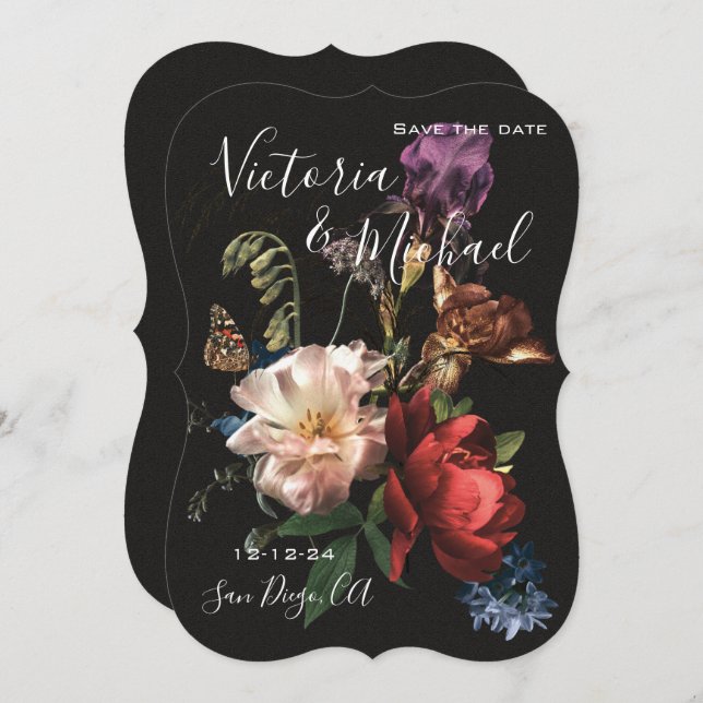 Rembrandt Floral Save the Date Wedding Invitation (Front/Back)